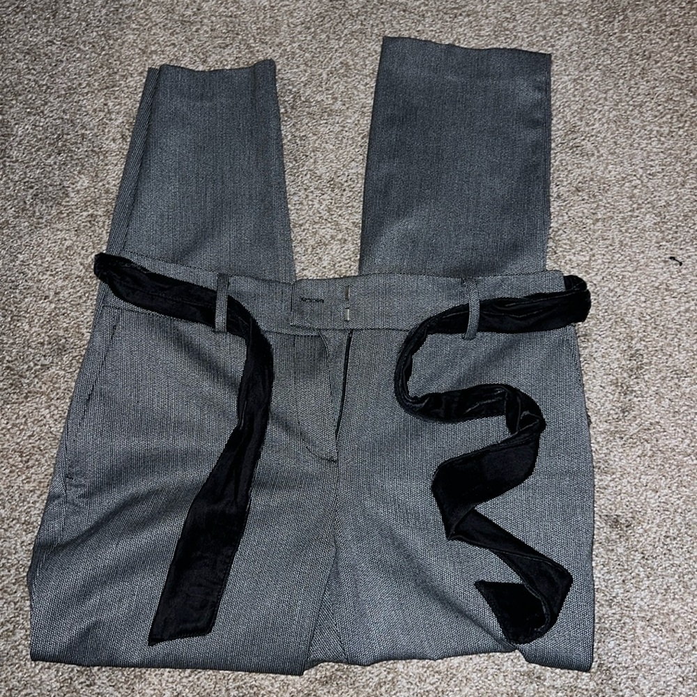 Grey Business Pant with Velvet Belt